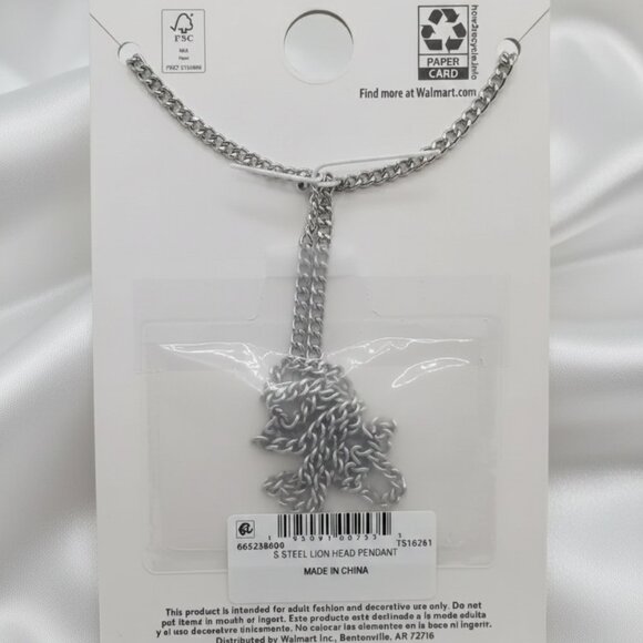 Believe by Brilliance Men’s Silver Lion Head Pendant Necklace 24” NWT - Picture 5 of 8